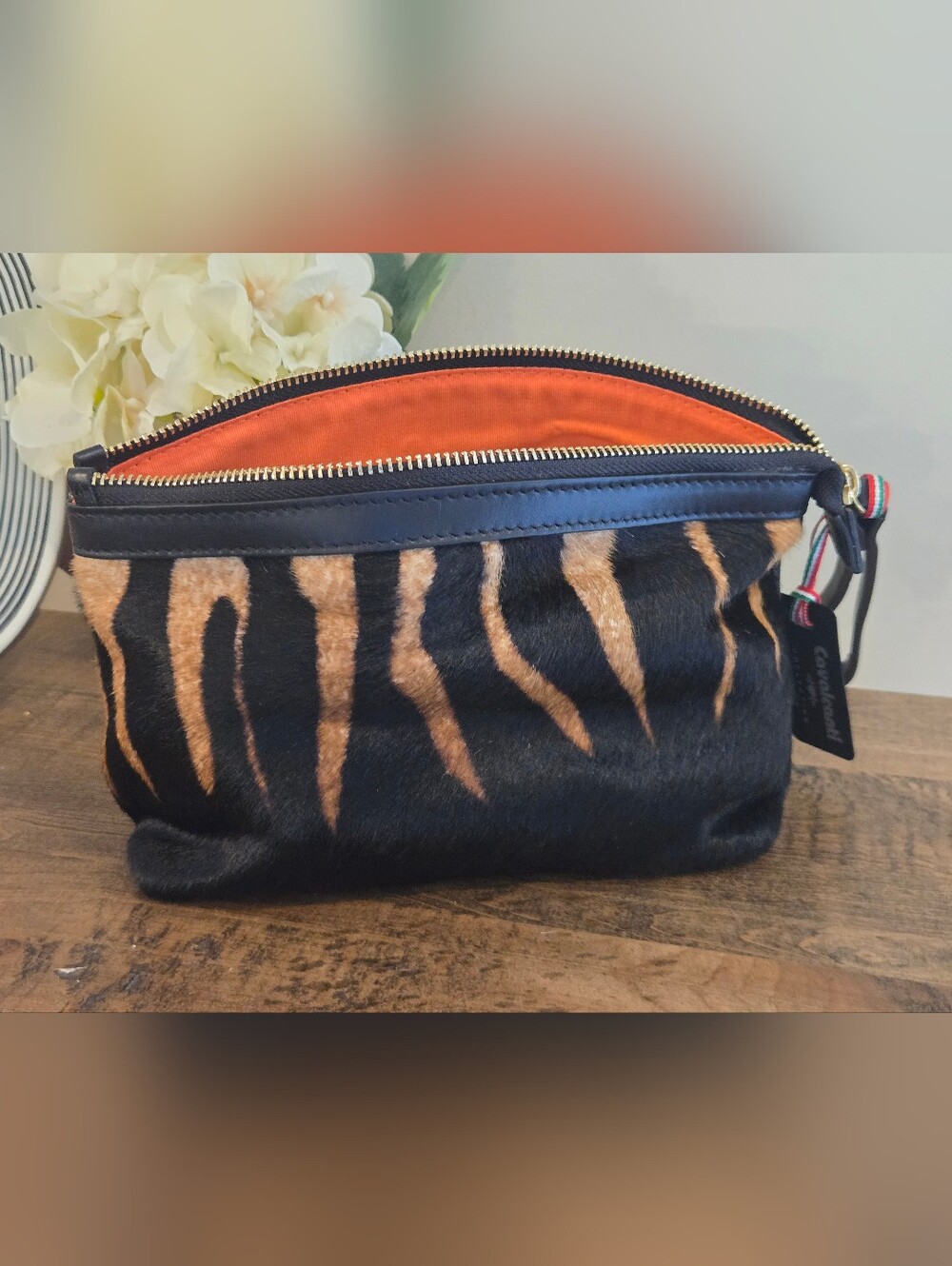 Cavalcanti Calf Hair Leopard Wristlet Clutch - Brown & Black Italy
